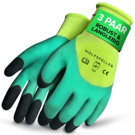 WOLFSFELLER 3 Pairs of Robust & Comfortable Gardening Gloves for Women and Men Size 9 - Gloves Garden Gloves - Gardening Gloves with Double Coated Fingertips