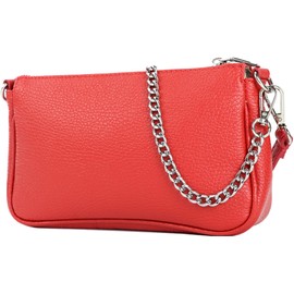 modamoda de - T237 - Shoulder Bag Small Small Made of Italian Leather, signal red