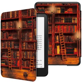 Fintie Case for 7 Inch Kindle Paperwhite (12th Generation) - 2024 and Kindle Colorsoft Signature Edition (1st Generation), Lightweight Protective Case with Auto Sleep/Wake, the Library