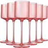 Vintacicle Pink Square Wine Glasses Set of 6, Elegant Ribbed