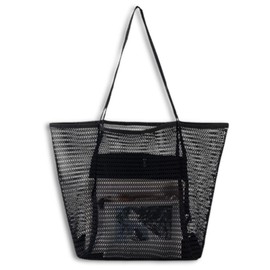 Leap Raupe Mesh Bag, Sandbox Set, Beach Bag, Pool Bag, Adult, Bath Bag, Laundry Bag, Spa Bag, Spa Bag, Mesh Spa Bag, Sauna Bag, Mesh Tote, Quick Drying, Large Capacity, 6.3 gal (23 L), Black, Black