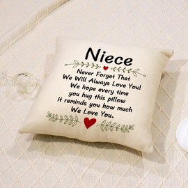 ACAROMAY Gifts for Niece Never Forget that We will Always Love You Gifts Cushion Cover for Nieces Birthday Christmas Wedding from Aunt & Uncle Sofa Bedroom Decorative Pillow Cases 45x45 cm (Niece-a)