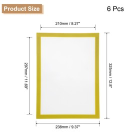 uxcell 6 Pcs Magnetic Sign Holder, 8.3" x 11.7" Self-Adhesive Magnetic Wall Signs Holder Magnetic Picture Frame Document Holder for Home Office Wall Window Displays, Yellow
