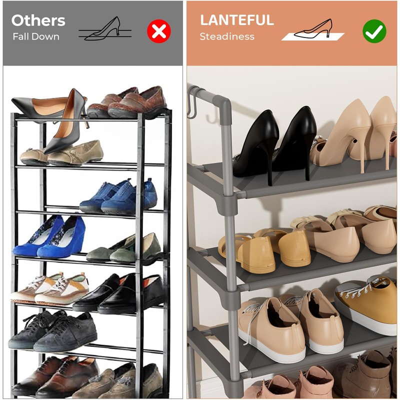 LANTEFUL 3 Tier Shoe Rack for Closet, Shoe Organizer with
