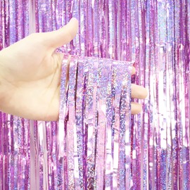 Drucilla Tinsel Curtains Glitter, Tinsel Glitter Curtain, Foil Fringe, Metallic Streamers Background for Parties, Photo, Birthday Decoration, Wedding, 1 m x 2 m, Pink