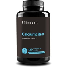 Calcium Citrate with Vitamin D3 and K2 - For Normal Teeth, Bones and Muscles - Improved Formula with D3 and K2 - Highly Absorbable - 120 Vegetarian Capsules