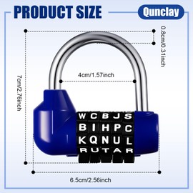 Qunclay 2 Pcs Gym Locker Lock 5 Digit Combination Lock Your Own Word 5 Letter Lock for Gym School Locker Safety Padlock for Sports Locker, Toolbox, Hasp Cabinet Storage, Black, Blue