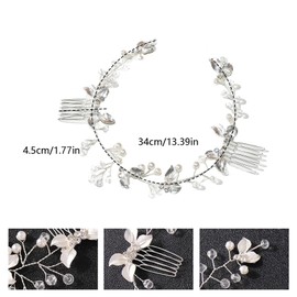 3 PCS Bridal Hair Accessories Pearl Rhinestone Leaf Headband Crystal Leaf Hair Clips Gold Handmade Wedding Hair Accessories for Brides Bridesmaids
