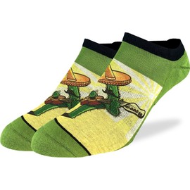 Good Luck Sock Men's Cactus Guitar Ankle Socks - Green, Adult Shoe Size 7-12