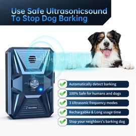 Bubbacare Bark Control Device Ultrasonic, 3 Modes Automatic Anti Barking Device, Outdoor Indoor Dog Bark Deterrent with 33FT Range, Recharge Dog Barking Control Devices for Puppy Small Large Dogs