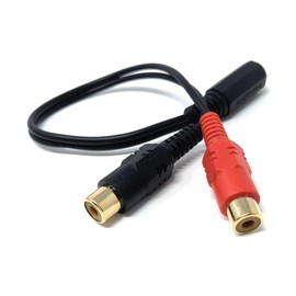 DRUT 3.5mm Stereo Jack Socket to 2 x Phono RCA Sockets Gold Adapter Short Cable Lead