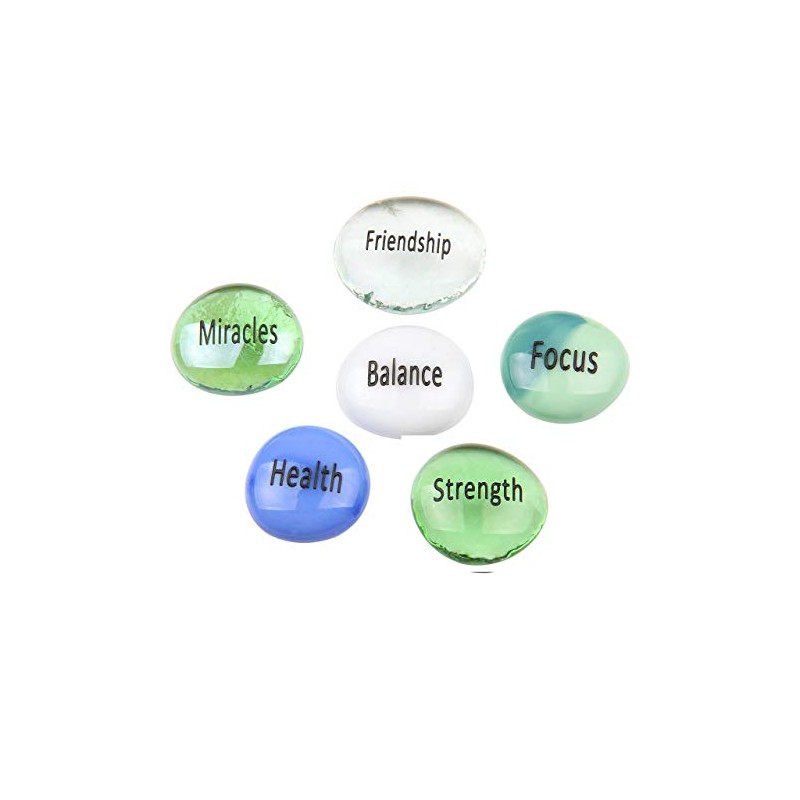 Holy Land Market Engraved Inspirational Glass Stones Set - Think