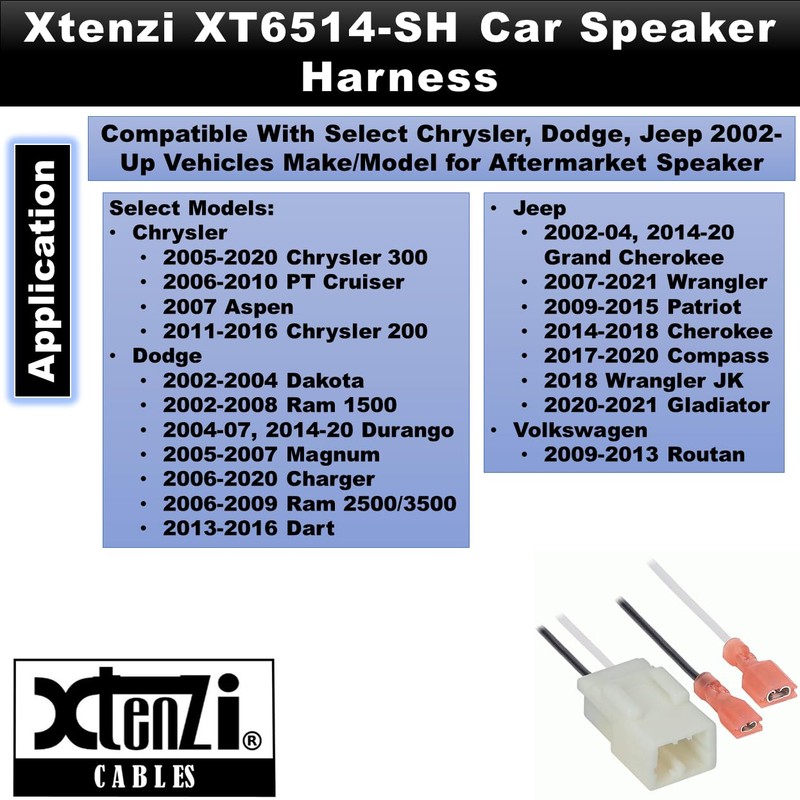 Xtenzi 2 Pair Car Speaker Harness Set Compatible with Chrysler,
