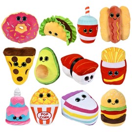 Forest & Twelfth 6" Cute Food Plush Toys, Set of 12 Adorable Soft Food Stuffed Animals for Imaginative Play, Collecting and Decoration, Desserts, Taco, Pizza, Sushi, Hot Dog, Burger, Fries, Avocado