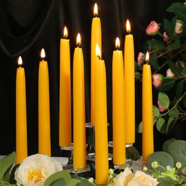 20 Pack Beeswax Taper Candles,8 inch Natural Beeswax Candle Sticks,8 Hours Long Burning Pure Bees Wax Candles for Home,Unscented Smokeless Dripless Taper Candlesticks for Wedding,Dinner Parties