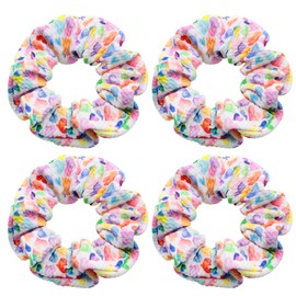 David accessories Hair Scrunchies Hair Bands Bullet Textured Liverpool fabric For Girls Elastic Hair Ties Scrunchies for Women Hair Accessories with Gift Bag 4 Pcs (Hearts)