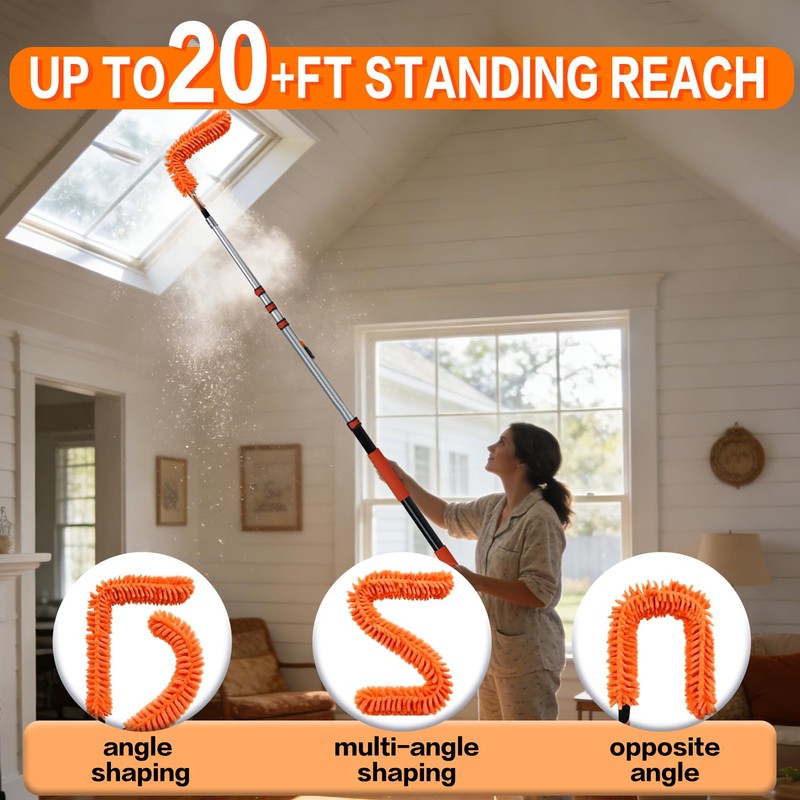 26FT High Reach Duster Cleaning Kit with 5-20 FTExtension Pole,
