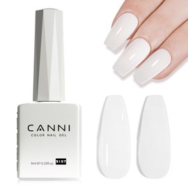 CANNI Milky White Gel Nail Polish, 1 Pcs Milky White Gel Polish Translucent Jelly Sheer Nude Color Soak Off Nail Gel Polish for Women Manicure Nail Art DIY at Home