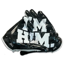 Battle Sports I'm Him White/Black Doom Speed Football Gloves, Ultra Stick Grip, Precision Fit, Wide Receiver - Youth Medium
