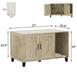 TaoHFE Hidden Cat Litter Box Enclosure Furniture with Cat Scratch Pad Farmhouse Enclosed Cat Litter Boxes Cabinet Furniture with Doors Wooden Indoor Cat Box House Fit Most of Litter Box,Oak