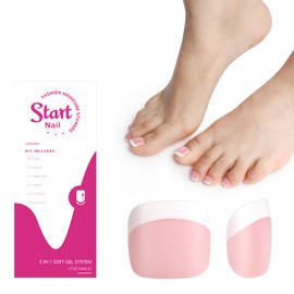 Press On Toenails, Nail Glue Included Short French Tip Press On Toenails 180Pcs Pink Gel Toe Nail Tips (Short French Pink)