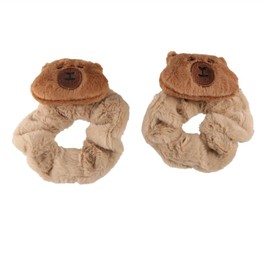 zaoalife 2Pcs Capybara Animal Plush Hair Rope Hair Clip, Cute Cartoon Animal Hair Band Soft Elastic Headband Hair Accessories