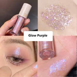 KARLOR Liquid Glitter Eyeshadow Set, 4 Pieces Glitter Eyeshadow Liquid Glitter Eyeshadow Highlighter Diamond Eyeshadow Stick Pink Silver Golden Purple Shimmer Shiny Pearlescent Eye Highlighter