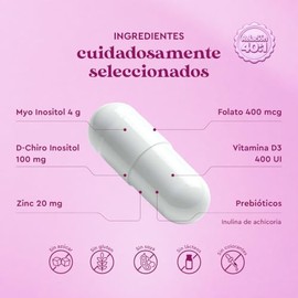 Vitatú | Myo Inositol & D-Chiro Inositol relación 40:1 con Folato + Vitamina D3 + Zinc, Suplemento Alimenticio en cápsulas diseñado para Mujeres (225 