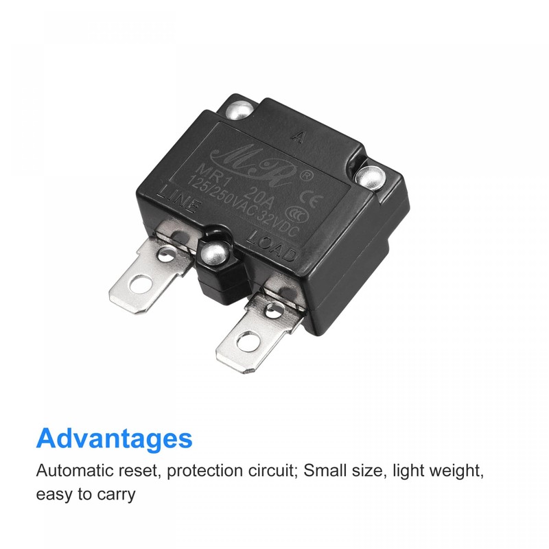 sourcing map Overload Protection 20A AC125/250V DC32V Automatic Reset Thermal