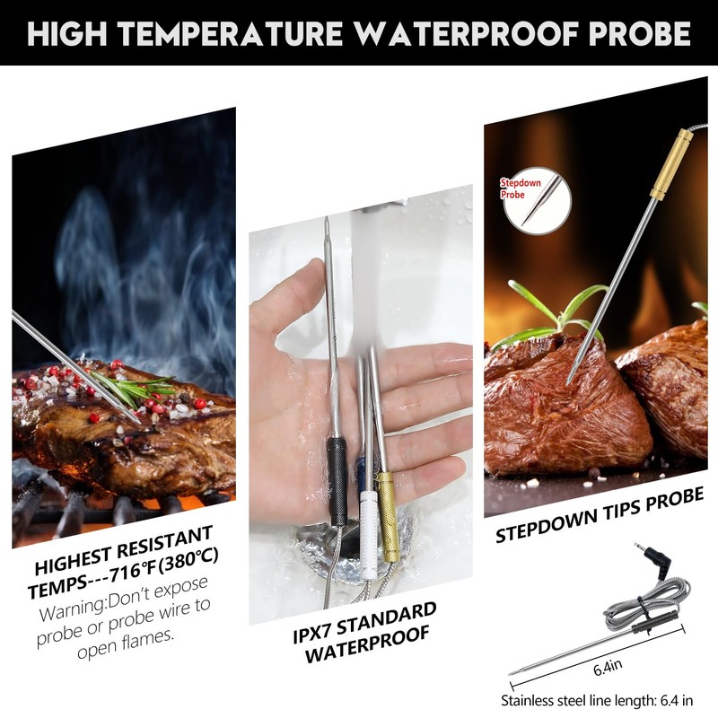 Wireless Meat Thermometer for Grilling and Smoking, Food Thermometer for