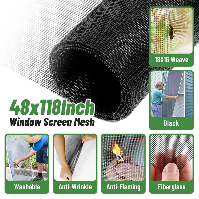 King&Charles Window Screen Replacement,Versatile Window Screen Door Kit