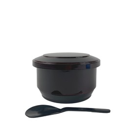 JapanBargain 4777, Rice Serving Bowl with Lid and Rice Paddle Spoon Japanese Ohitsu Container Made in Japan, Burgundy Color, Serving 4-6 People