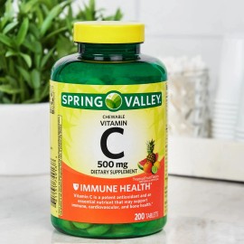 Spring Valley Vitamin C Chewable Tablets Dietary Supplement, 500 mg, 200 Count