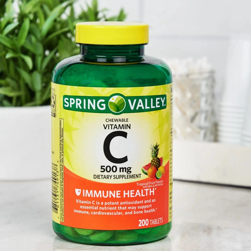 Spring Valley Vitamin C Chewable Tablets Dietary Supplement, 500 mg,