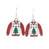Tacky Red and White Ugly Christmas Sweater Metal Earrings with