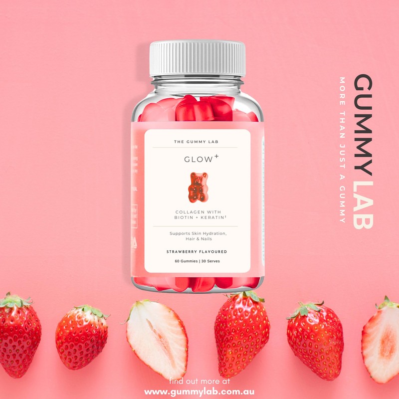 Glow+ Collagen Gummies - 1000mg Hydrolyzed Marine Collagen with Biotin,