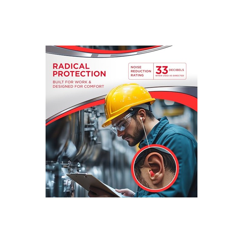 Hearos Tapones auditivos de espuma de protección radical, protección auditiva,