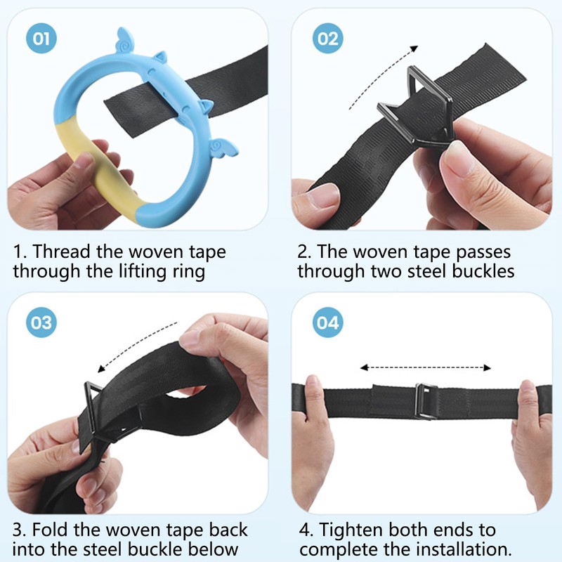 2 Pairs Home Gym Gymnastics Rings Equipment, Adjustable Strap Strength