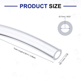 uxcell Silicone Tubing, 7mm ID x 11mm OD - 6.56Ft Long Flexible Pure Silicone Hoses, High Temp Clear Hose Tube for Home Brewing, Aquaponics, Air Hose, Irrigation