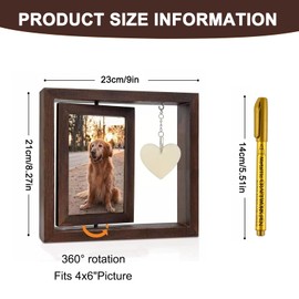 Rotating Floating Photo Frame, 4x6inch Wedding Gifts Picture Frames with Pen, Couple Photo Frames with DIY Heart Keychain for Bride and Groom, Tabletop Decor