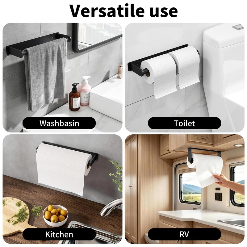 Jesginboo Under Cabinet Paper Towel Holder, Adhesive or Screw, Matte