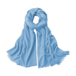 Extra Large Cotton Linen Shawl Wrap for Women, 77 x 40 In Elegant Scarf with UV Protection Breathable Lightweight Head Cover Hijab for Beach Travel Daily Wear Soft Windproof Accessories(Light blue)