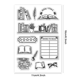PandaHall Comprehensive Bookshelf Stamps - Silicone Clear & Transparent Stamps for Scrapbooking, Card Making, Paper Craft & Decor