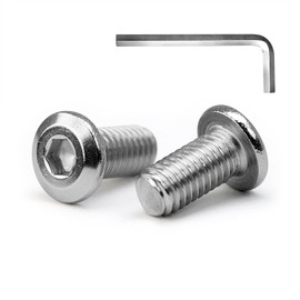 MINHER M4 x 16mm 10Pcs Flat Head Hex Socket Cap Screws Bolts, Furniture Bolts, 304 Stainless Steel 18-8, Full Thread (with Hex Spanner)