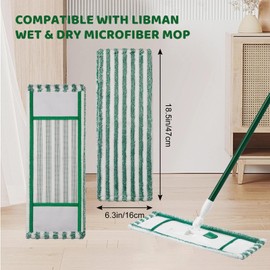 4 Pack Mop Pads Compatible with Libman Wet & Dry Microfiber dust mop, Easy to Install and Remove Reusable Washable Mop Replacement Head for Multi-Surface Floor Cleaning