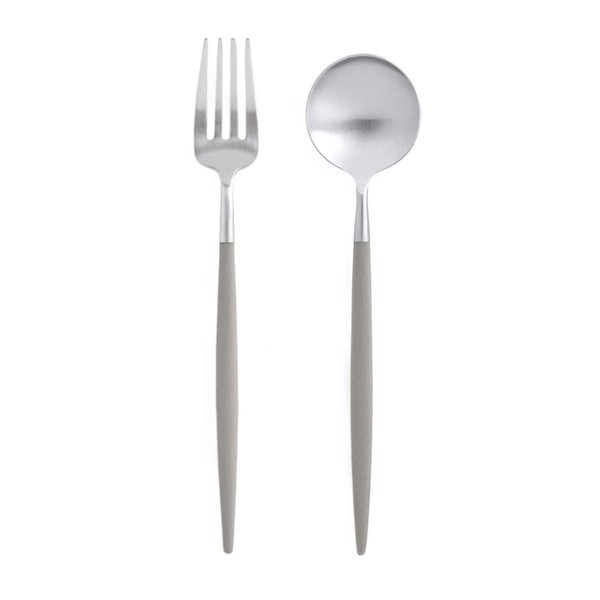 Cutipol GOA Warm Grey/Matte Silver Dinner Fork Spoon, 2 Each, Set of 4