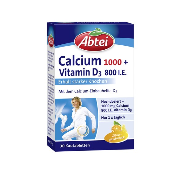 Abbey Calcium 1000 + D3 Osteo Vital Chewable Tablets – Pack of 30 (1 x 113g)