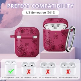 DXITROMI Compatible with Airpod Case - Butterfly Flowers Engraved Design for Airpods Case 2nd/1st Generation - Silicone Case for Airpods 2nd Generation Case with Cleaner Kit & Keychain (Mauve)