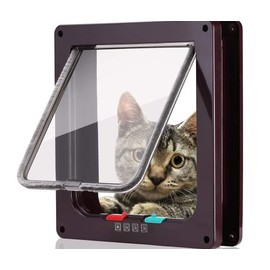 Pet Door for Cat 4-Way Locking Large Size ABS Small Pets Doors Easy to Install Weather-Resistant for Screen Wall