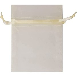 Ribtex Organza Mini Bag 10-Pieces, 10 cm Length x 7.5 cm Width, Cream